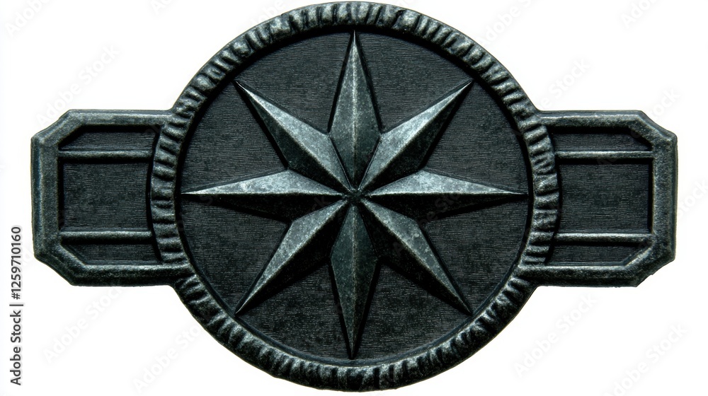 Naklejka premium Ornate Black Metal Compass Design with Intricate Star Motif for Navigation and Geography