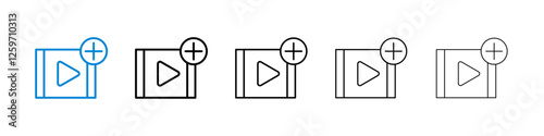 Add Video icons in five different stroke sizes