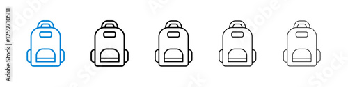 Backpack icons in five different stroke sizes