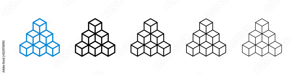 Boxes icons in five different stroke sizes Boxes icons in five different stroke sizes