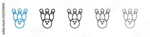 Bowling icons in five different stroke sizes