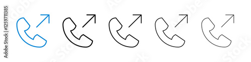 Call outgoing icons in five different stroke sizes