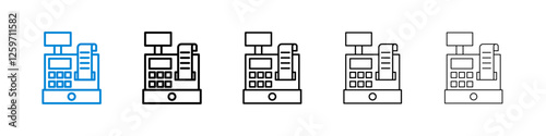 Cash register icons in five different stroke sizes
