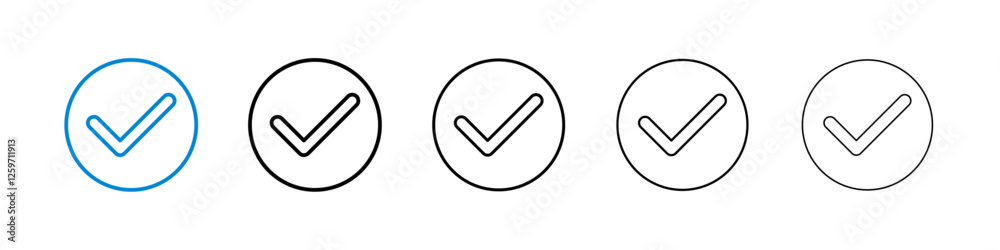 Check icons in five different stroke sizes Check icons in five different stroke sizes