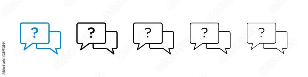 Comment question icons in five different stroke sizes Comment question icons in five different stroke sizes