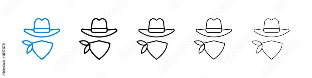 Cowboy icons in five different stroke sizes Cowboy icons in five different stroke sizes