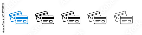 Credit card icons in five different stroke sizes