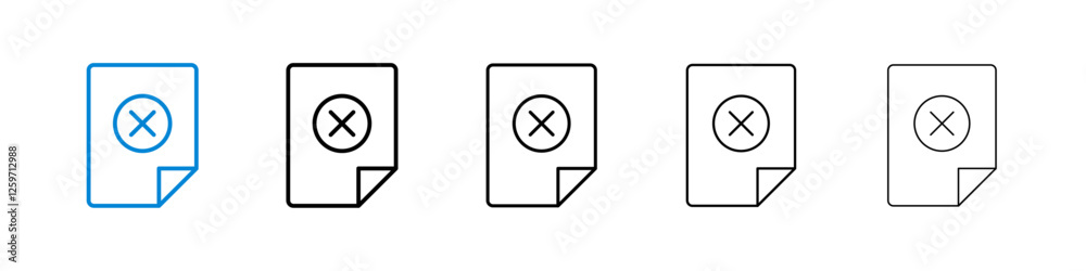 Delete Document icons in five different stroke sizes Delete Document icons in five different stroke sizes