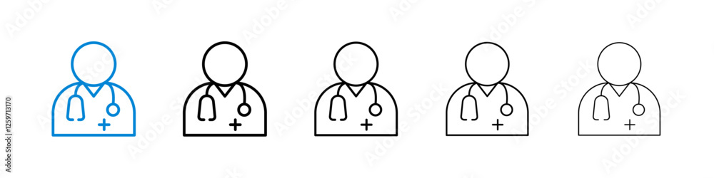 Doctor icons in five different stroke sizes Doctor icons in five different stroke sizes