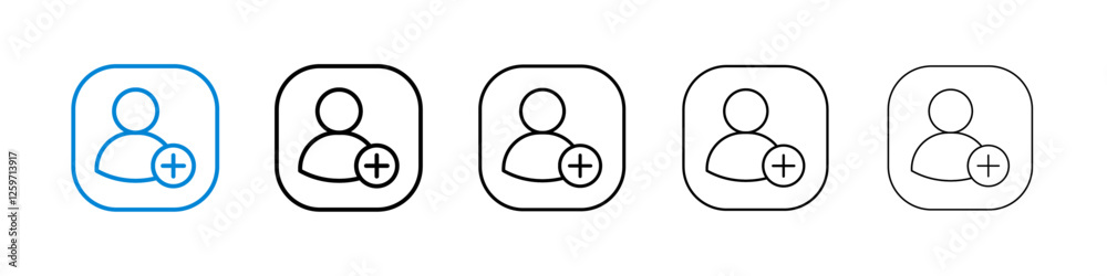 Following icons in five different stroke sizes Following icons in five different stroke sizes