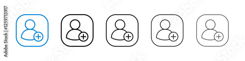 Following icons in five different stroke sizes