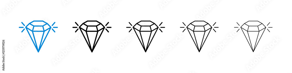 Gem icons in five different stroke sizes Gem icons in five different stroke sizes