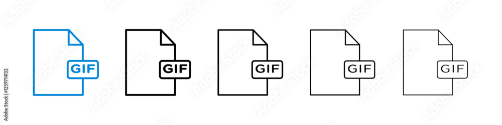 Gif icons in five different stroke sizes Gif icons in five different stroke sizes