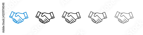 Handshake icons in five different stroke sizes