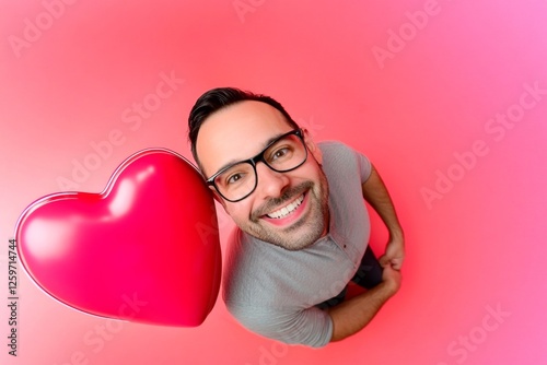 Love confession. Commercial ad campaign creative. Valentine's day greeting from man or for man: extraordinary bold image of loving latin adult man. Love confession. Dating profile picture. photo