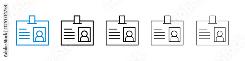 Id badge icons in five different stroke sizes