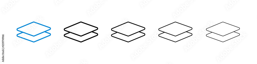 Layers icons in five different stroke sizes Layers icons in five different stroke sizes