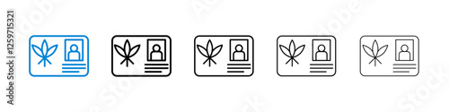 Medical marijuana card icons in five different stroke sizes