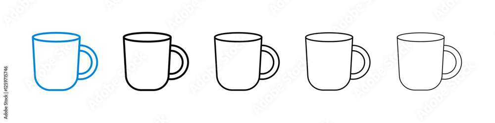 Mug icons in five different stroke sizes Mug icons in five different stroke sizes