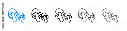 Mushroom icons in five different stroke sizes