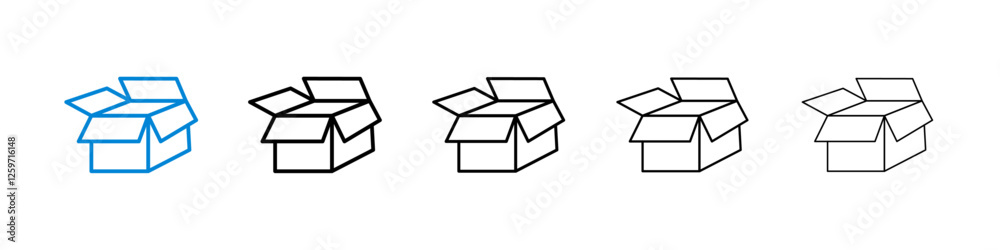 Open Box icons in five different stroke sizes Open Box icons in five different stroke sizes