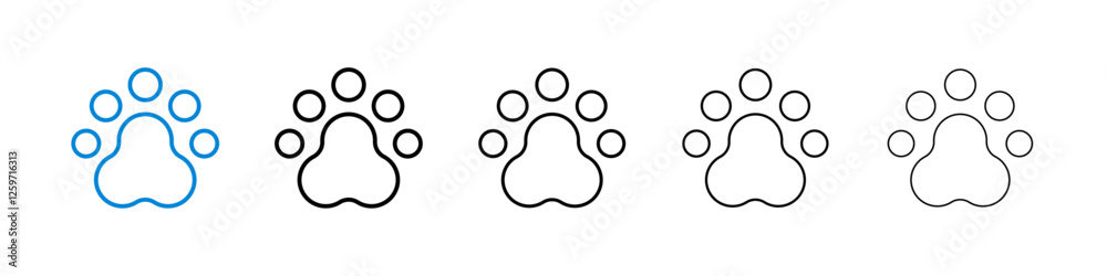 Paw icons in five different stroke sizes Paw icons in five different stroke sizes