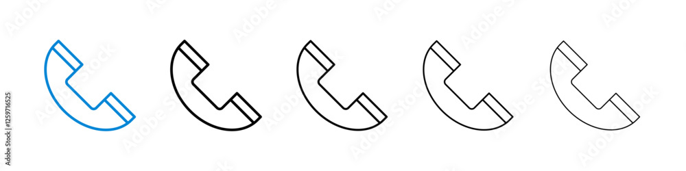 Phone icons in five different stroke sizes Phone icons in five different stroke sizes