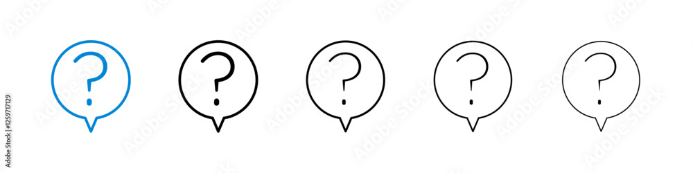 Question icons in five different stroke sizes Question icons in five different stroke sizes