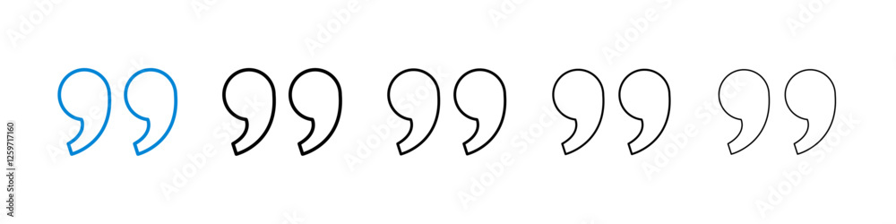 Quote right icons in five different stroke sizes Quote right icons in five different stroke sizes