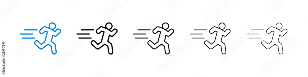 Running icons in five different stroke sizes Running icons in five different stroke sizes