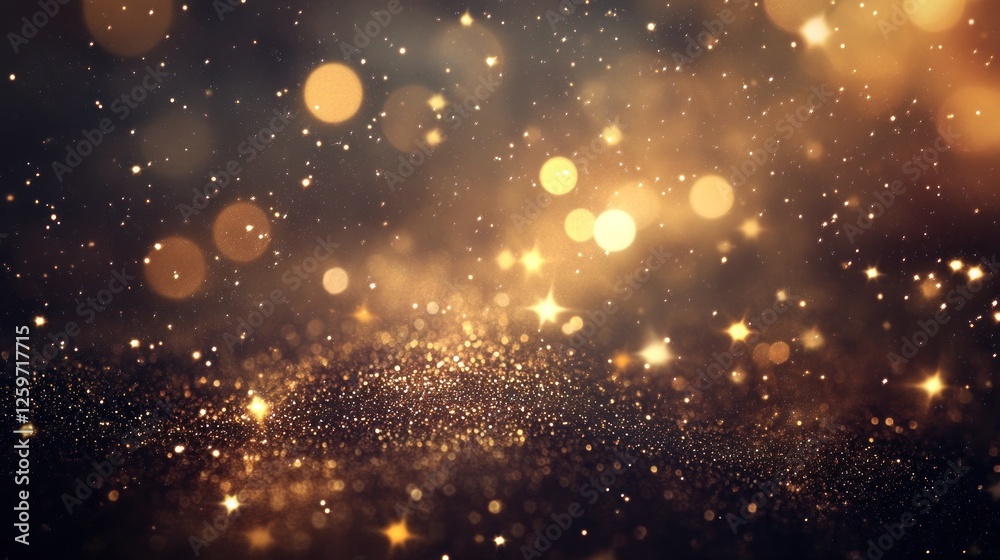 Naklejka premium Golden glitter bokeh, festive background, sparkles, celebration