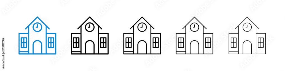 School icons in five different stroke sizes School icons in five different stroke sizes