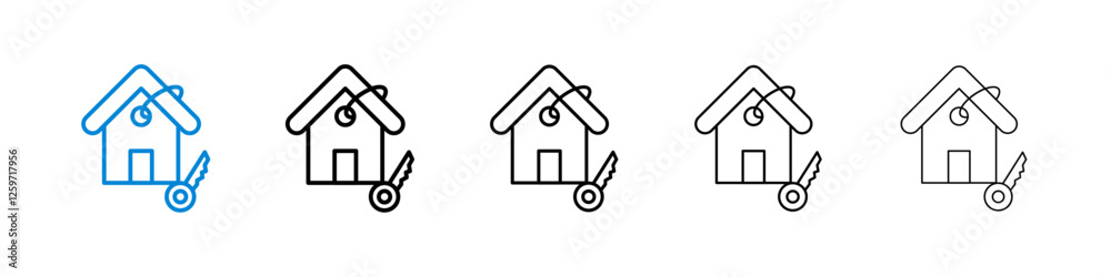 Selling or rent home icons in five different stroke sizes Selling or rent home icons in five different stroke sizes