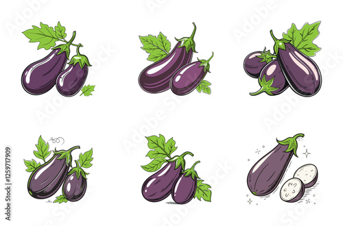 Fresh and Organic Eggplant Vector Collection
