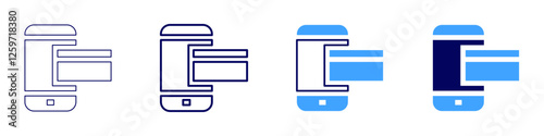 Bank payment solutions icon in 4 different styles. Thin Line, Line, Bold Line, Duotone. Duotone style. Editable stroke