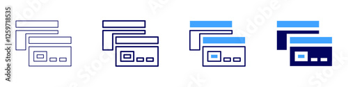 Card payment processing icon in 4 different styles. Thin Line, Line, Bold Line, Duotone. Duotone style. Editable stroke
