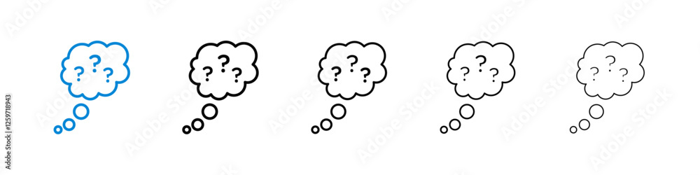 Thinking icons in five different stroke sizes Thinking icons in five different stroke sizes
