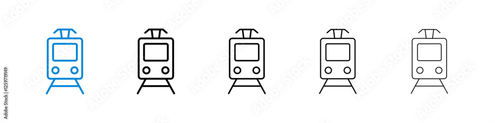 Train icons in five different stroke sizes Train icons in five different stroke sizes