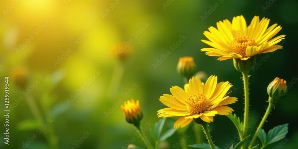 Radiant Yellow Flowers Basking in Golden Sunlight, a Vivid Display of Nature's Beauty Radiant Yellow Flowers Basking in Golden Sunlight, a Vivid Display of Nature's Beauty