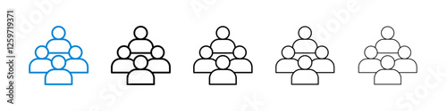 Users icons in five different stroke sizes