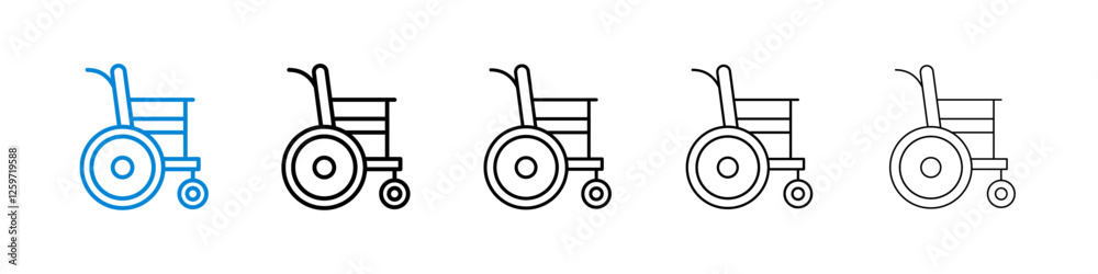 Wheelchair icons in five different stroke sizes Wheelchair icons in five different stroke sizes