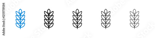 Wheat icons in five different stroke sizes