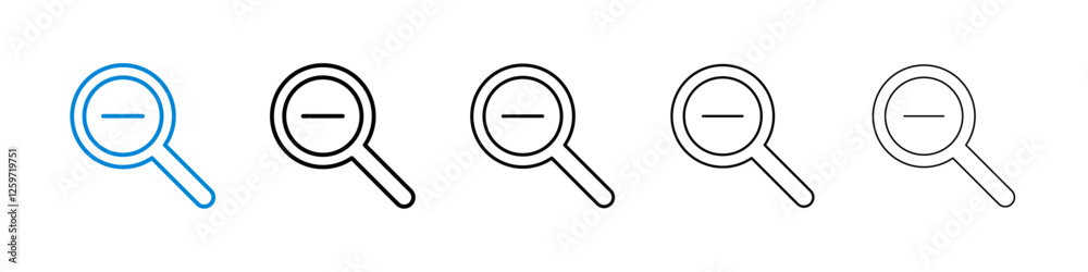 Zoom out icons in five different stroke sizes Zoom out icons in five different stroke sizes
