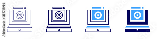 Mobile payment processing system icon in 4 different styles. Thin Line, Line, Bold Line, Duotone. Duotone style. Editable stroke