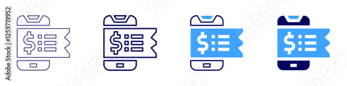Mobile payment security icon in 4 different styles. Thin Line, Line, Bold Line, Duotone. Duotone style. Editable stroke