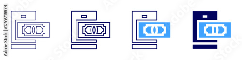 Mobile payment solutions icon in 4 different styles. Thin Line, Line, Bold Line, Duotone. Duotone style. Editable stroke