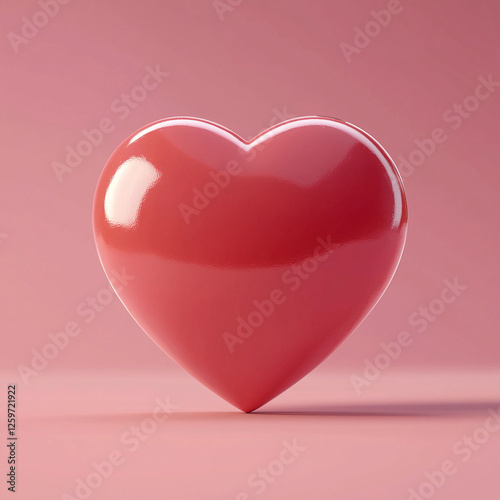 3D cartoon illustration of red heart