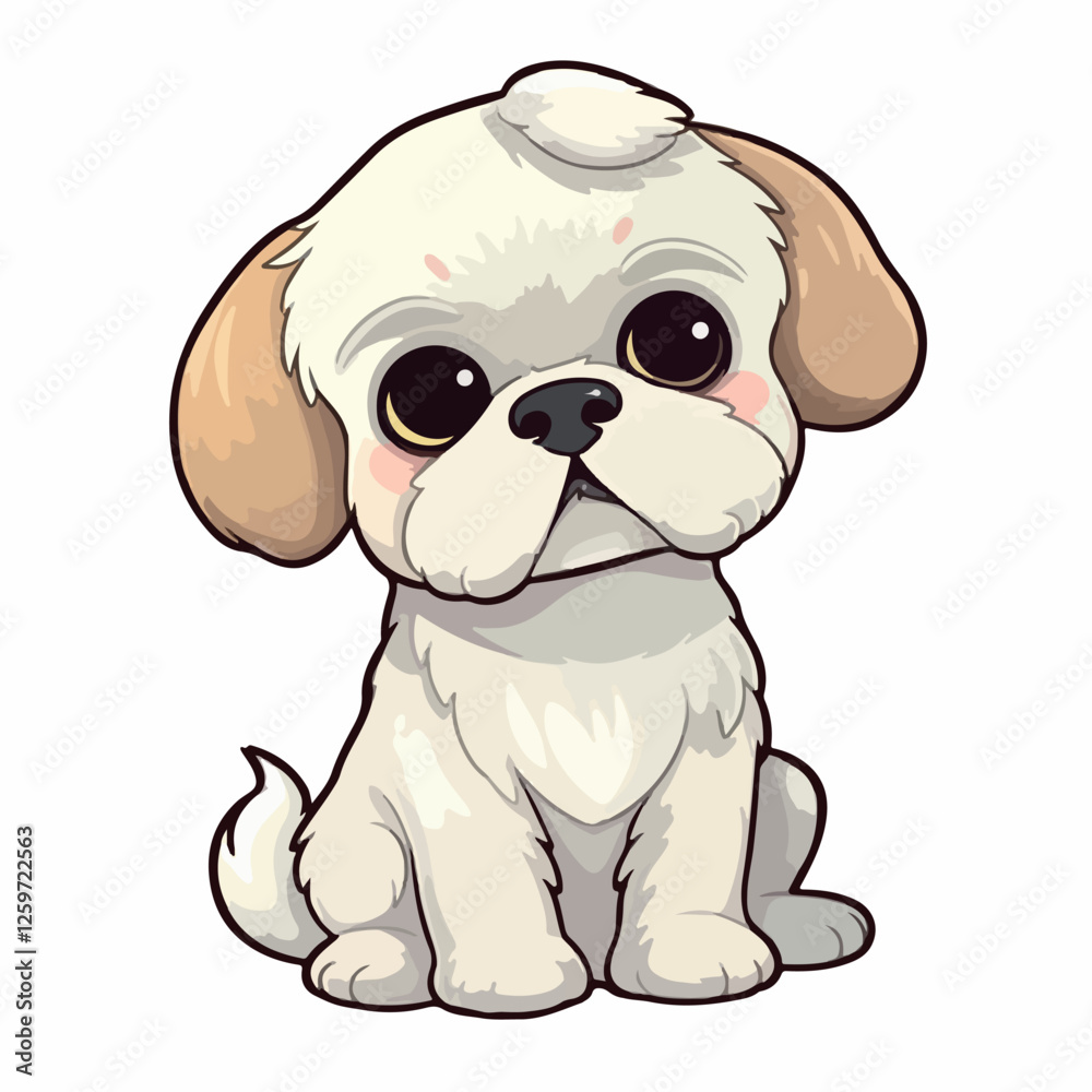 Obraz premium Cute adorable baby dog Sticker vector illustration on white background