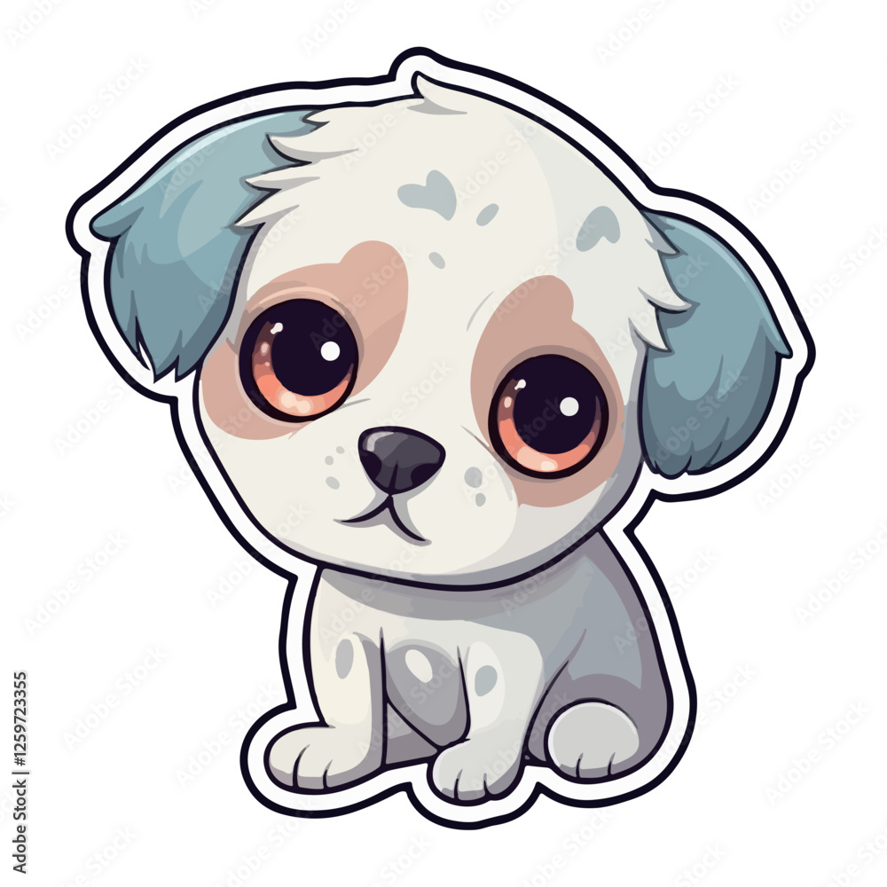 Cute adorable baby dog Sticker vector illustration on white background Cute adorable baby dog Sticker vector illustration on white background