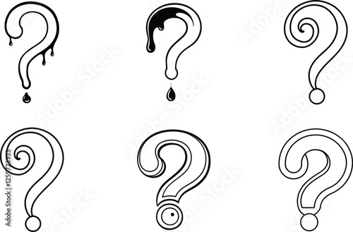 Stylish Question Mark Variations Dripping, Swirling, and Ornate Designs
